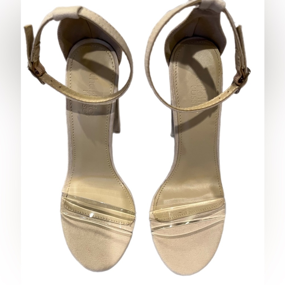 Charlotte Russe Ankle Strap, Block Heel Shoes Size 6 Cream